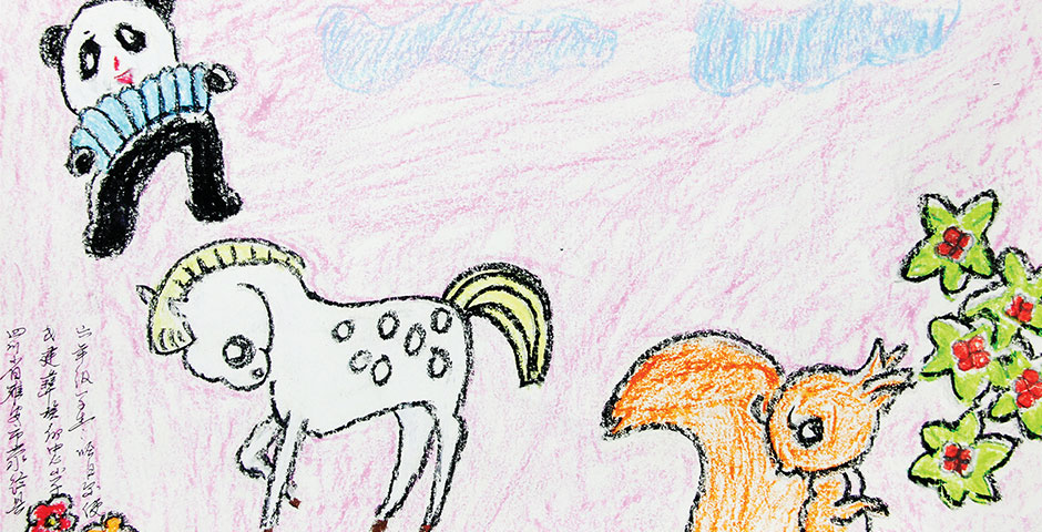 雅安地震災區(qū)孩子們的畫作